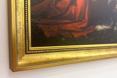 Italia Toscana Firenze, Uffizi-galleria: Annunciation, Leonardo da Vincin (1452-1519) maalaus, öljy puulle, n. 1472-1475, 98x217 cm