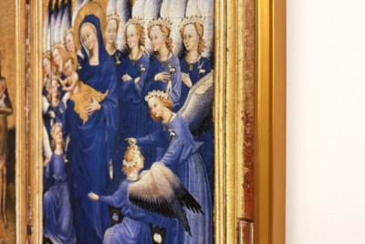 Richard II Esittivät Neitsyelle ja lapselle hänen suojeluspyhimys Johannes Kastaja ja pyhät Edward ja Edmund, n. 1395-1399 (munan tempera tammen päällä)