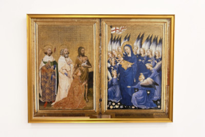 Richard II Esittivät Neitsyelle ja lapselle hänen suojeluspyhimys Johannes Kastaja ja pyhät Edward ja Edmund, n. 1395-1399 (munan tempera tammen päällä)