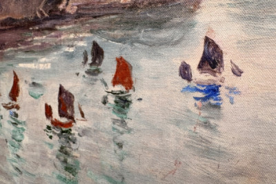 Etretat, Porte d’Aval: bateaux de pêche sortant du port