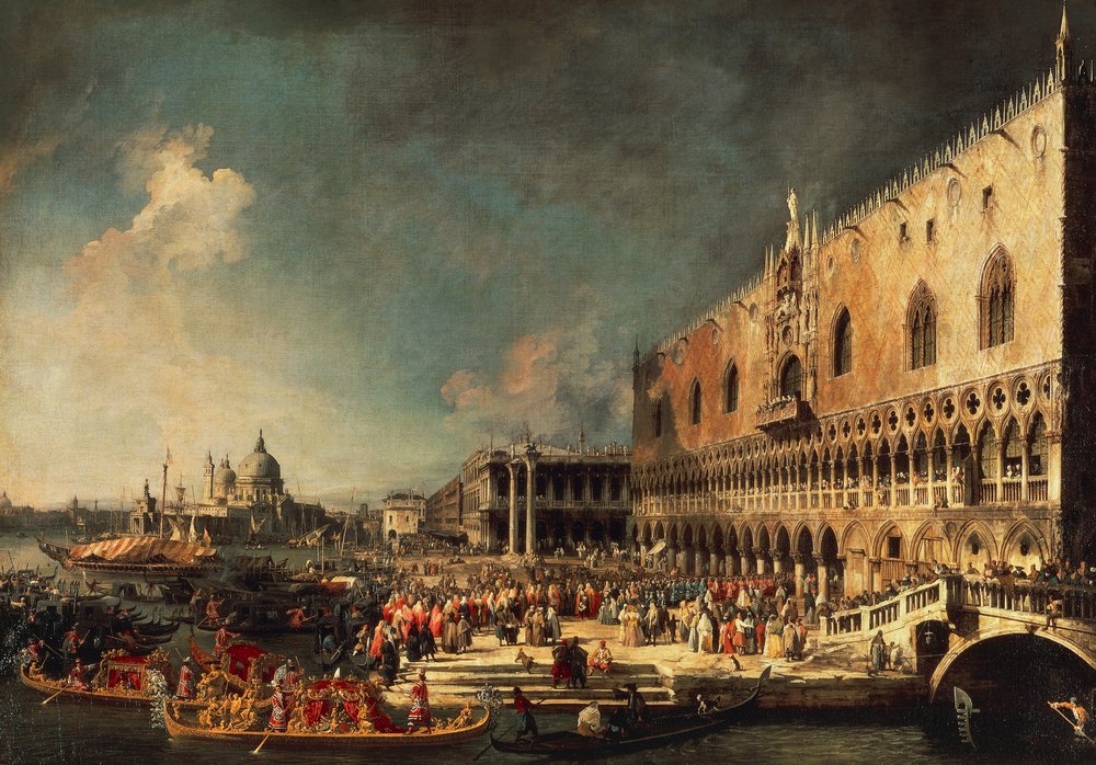 Ranskan suurlähettilään saapuminen Venetsiaan tekijältä (1697-1768) Canaletto