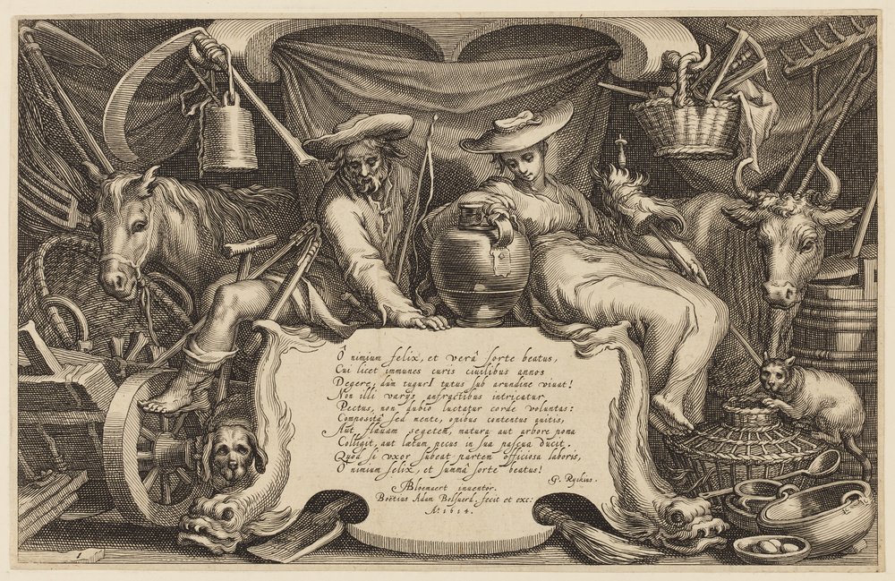 Otsikkosivu, "The Farmhouse and Landscape -sarja" tekijältä Abraham Bloemaert
