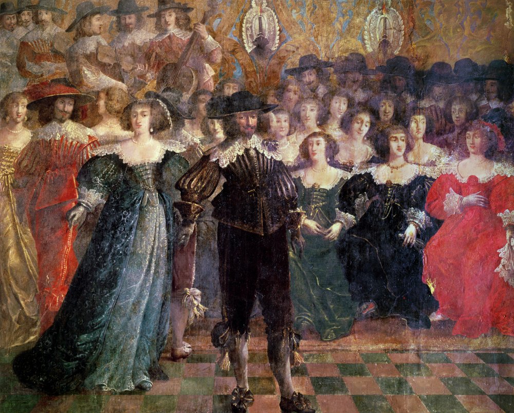 The Court Ball (seinämaalaus) (yksityiskohta) tekijältä Abraham Bosse