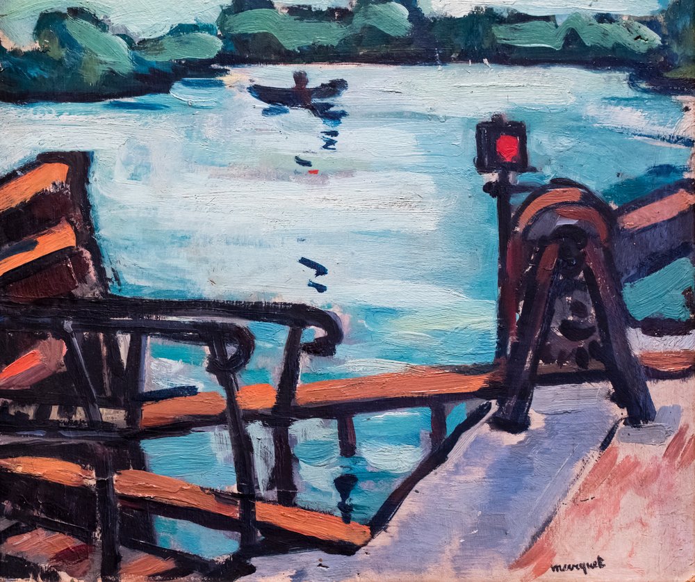 Maisema, yksityiskohta, vuosina 1903-1927 (öljy kartongille) tekijältä Albert Marquet