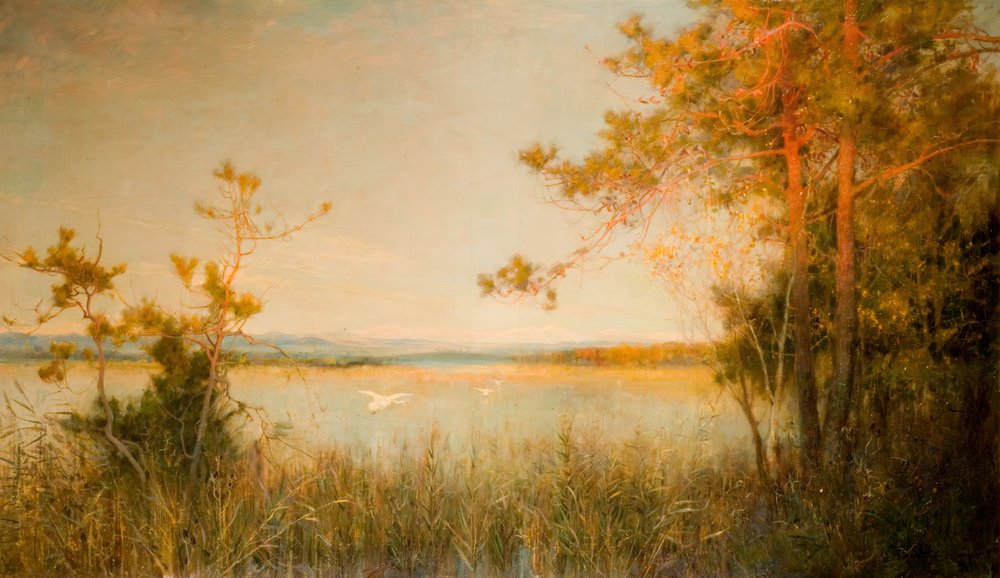 Reedy Mere And Sunlit Hills, 1890-91. tekijältä Alfred Edward East