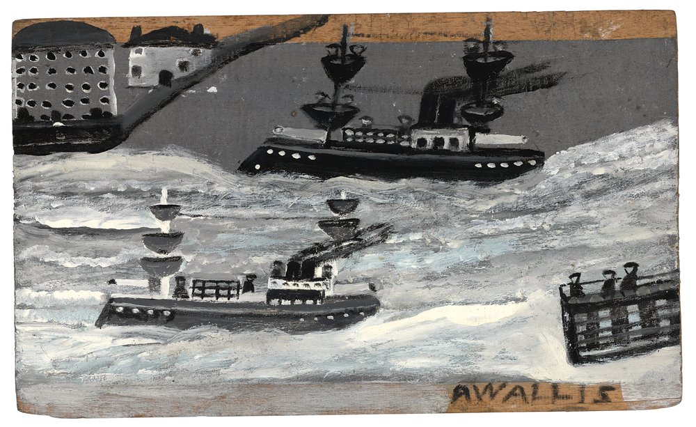 Tykkiveneet sota-aikana, noin 1855-1942 (öljy paneelille) tekijältä Alfred Wallis