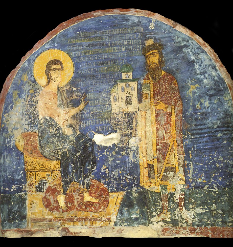 Suurprinssi Jaroslav II Vsevolodovich Nereditsan kirkon mallilla ennen Kristusta, 1100-luku tekijältä Ancient Russian frescos