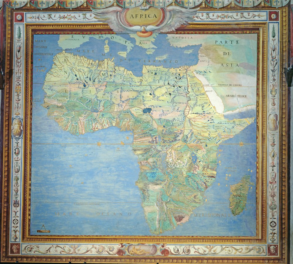 Afrikan kartta, Sala del Mappamondossa. tekijältä Antonio Giovanni de Varese