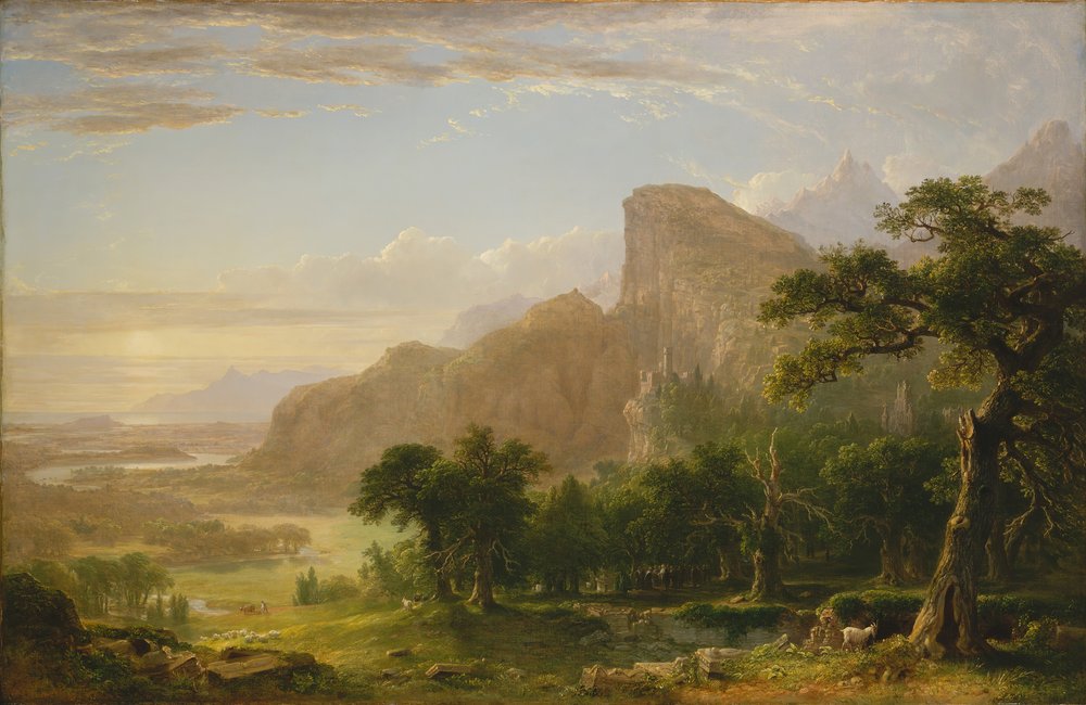 Maisemakohtaus teoksesta "Thanatopsis", 1850 tekijältä Asher Brown Durand