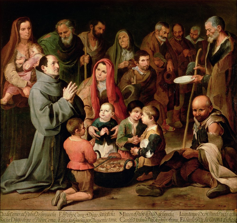 St. Diego of Alcala, joka antaa ruokaa köyhille, 1645-46 tekijältä Bartolomé Esteban Murillo