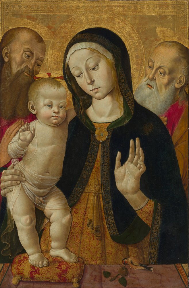 Madonna ja lapsi sekä kaksi erakkopyhimystä, 1480-luvun alku (tempera paneelille). tekijältä Bernardino Fungai