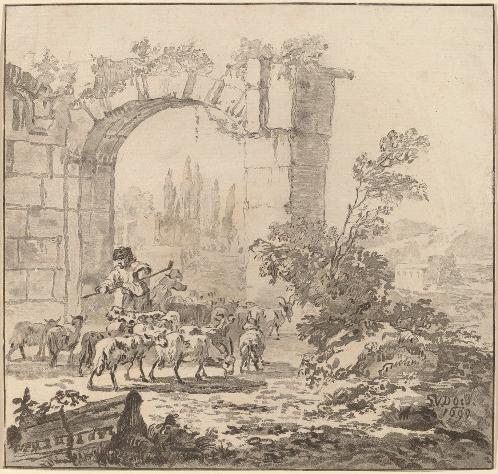 Flock of Goats, 1781, julkaistu 1786. tekijältä Cornelis Brouwer