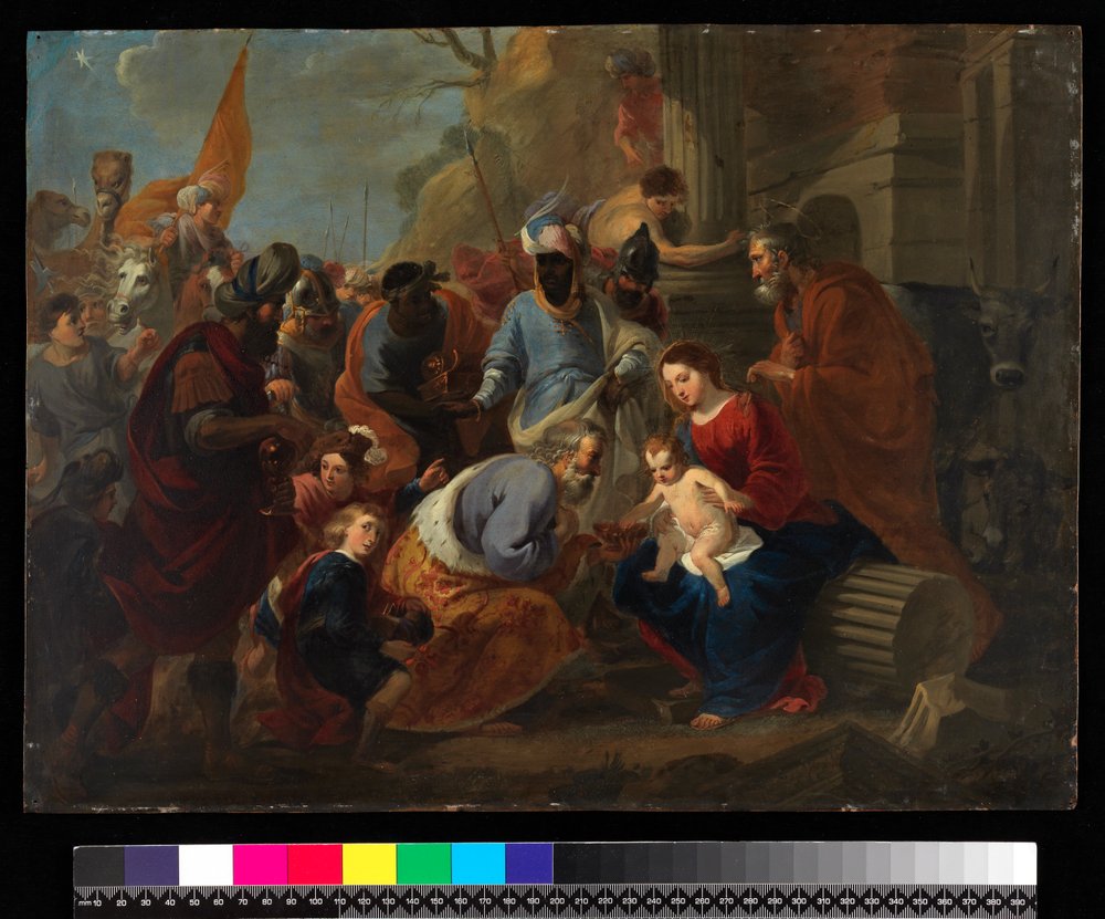 Kuninkaiden palvonta, ennen vuotta 1667 (öljy kuparille) tekijältä Cornelis van Poelenburgh