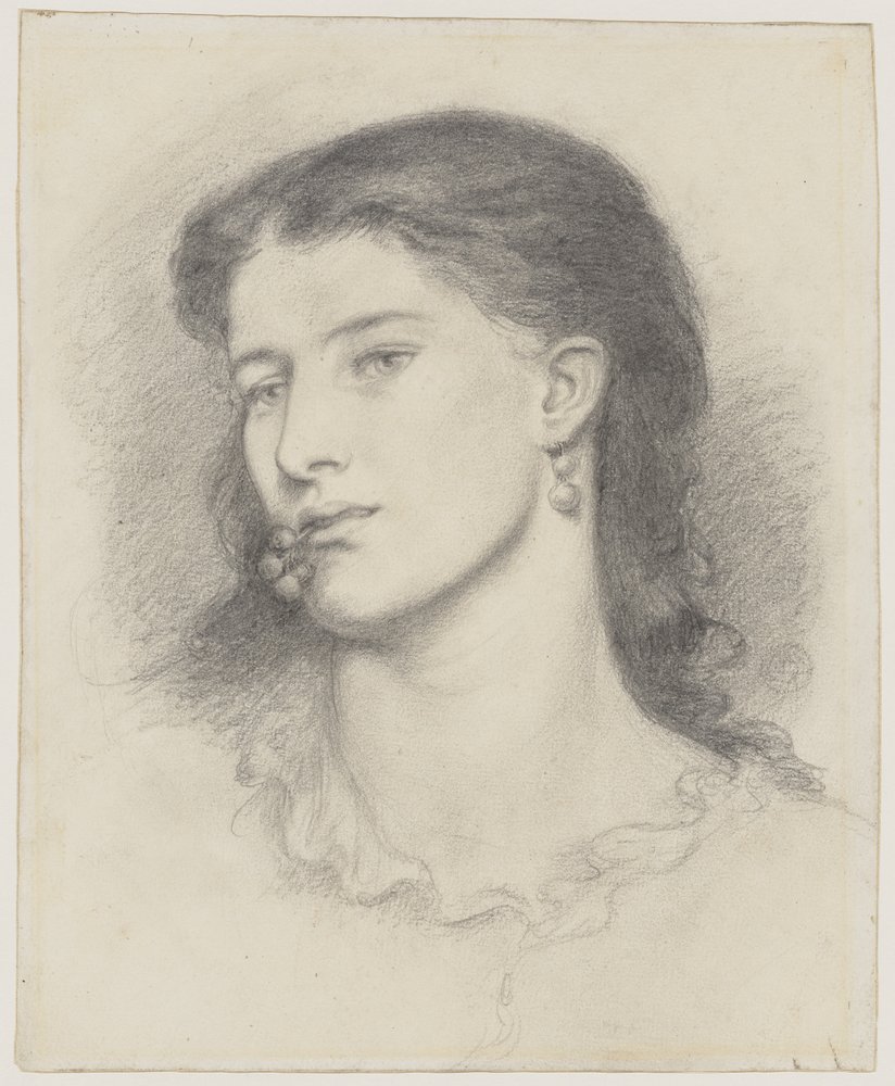 Aggie (lyijykynä koneellisesti kudotulle paperille) tekijältä Dante Gabriel Charles Rossetti