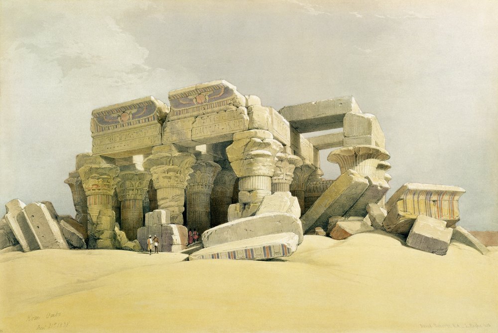 Kom Ombon temppelin rauniot, teoksesta "Egypti ja Nubia", osa 1 tekijältä David Roberts