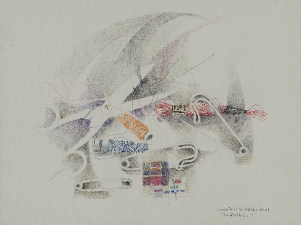 Sakset, 2000 (värikynät paperille) tekijältä Donatella Merlo