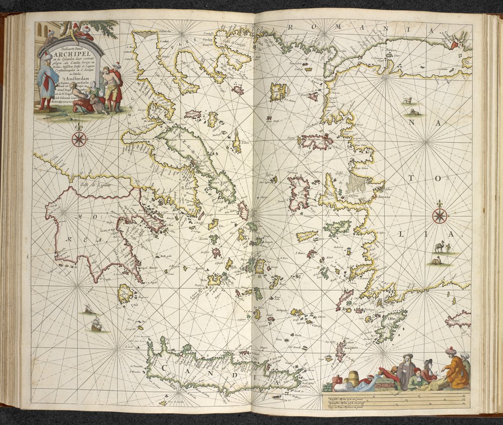 Kreikka, Kreeta ja Turkki, The Great New Augmented Sea Atlas tai Water World. Näyttää huokauksissa maan kaikki meren rannikot...