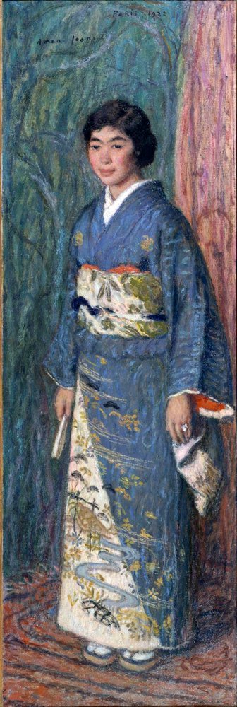 Muotokuva japanilaisesta naisesta kimonossa tai Madame Kurokista tekijältä Edmond-François Aman-Jean