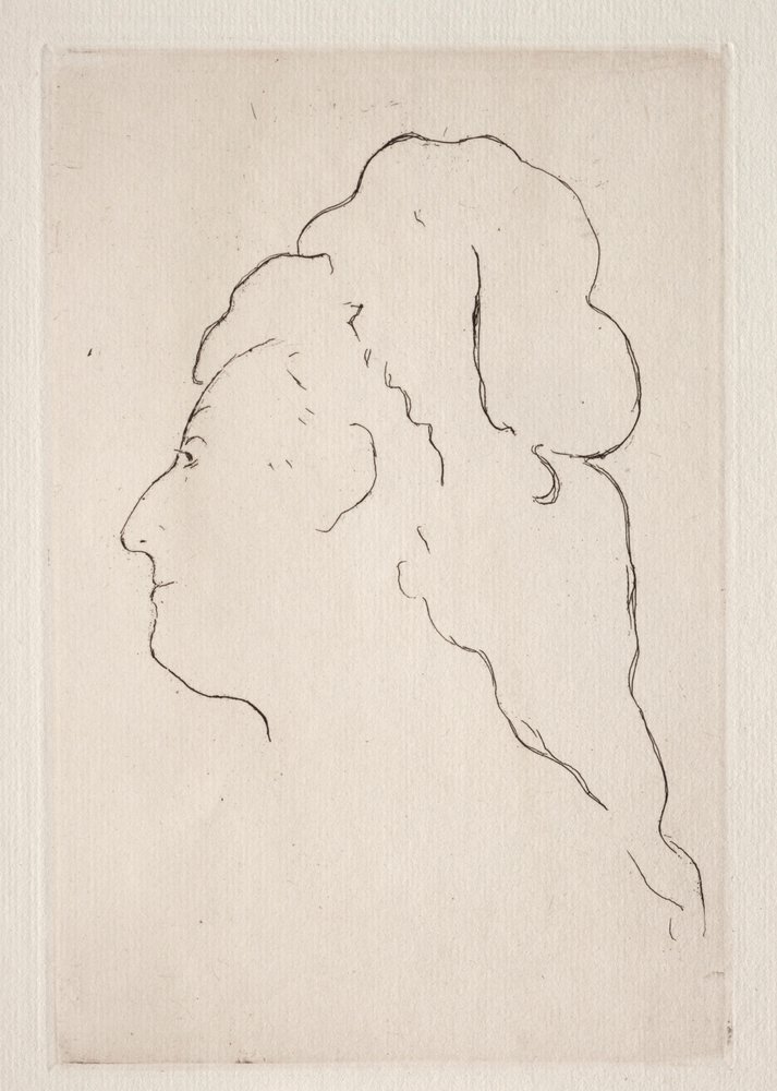 Eva Gonzalesin profiili kääntyi vasemmalle, c. 1869. tekijältä Édouard Manet