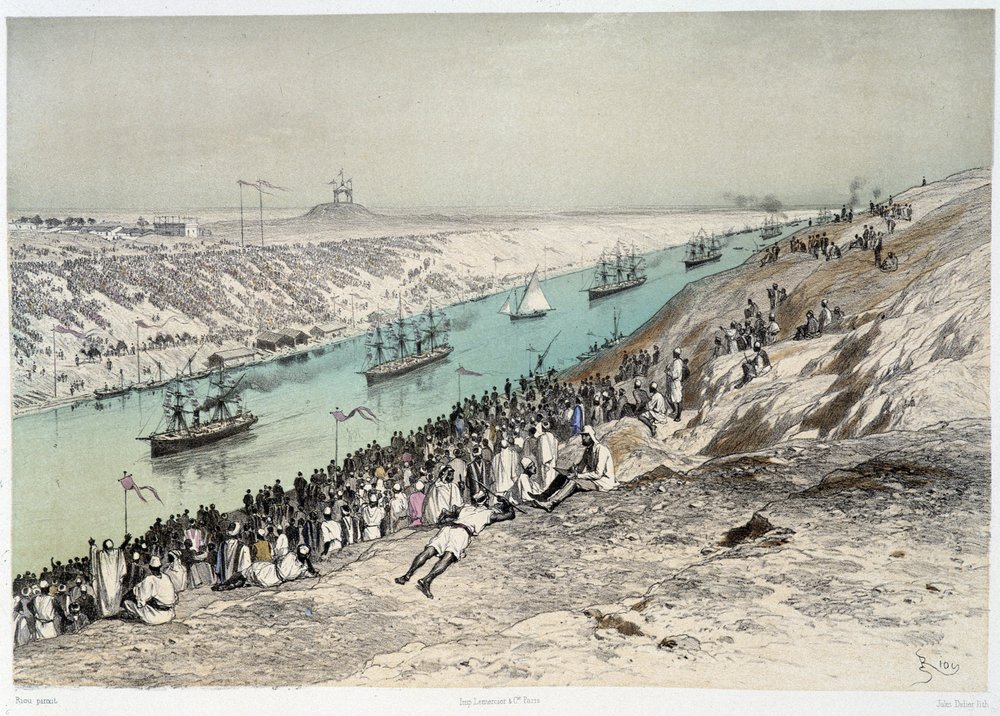 Kulku El-Guisriin G. Nicolen Suezin kanavan avajaisissa. 1869 tekijältä Edouard Riou