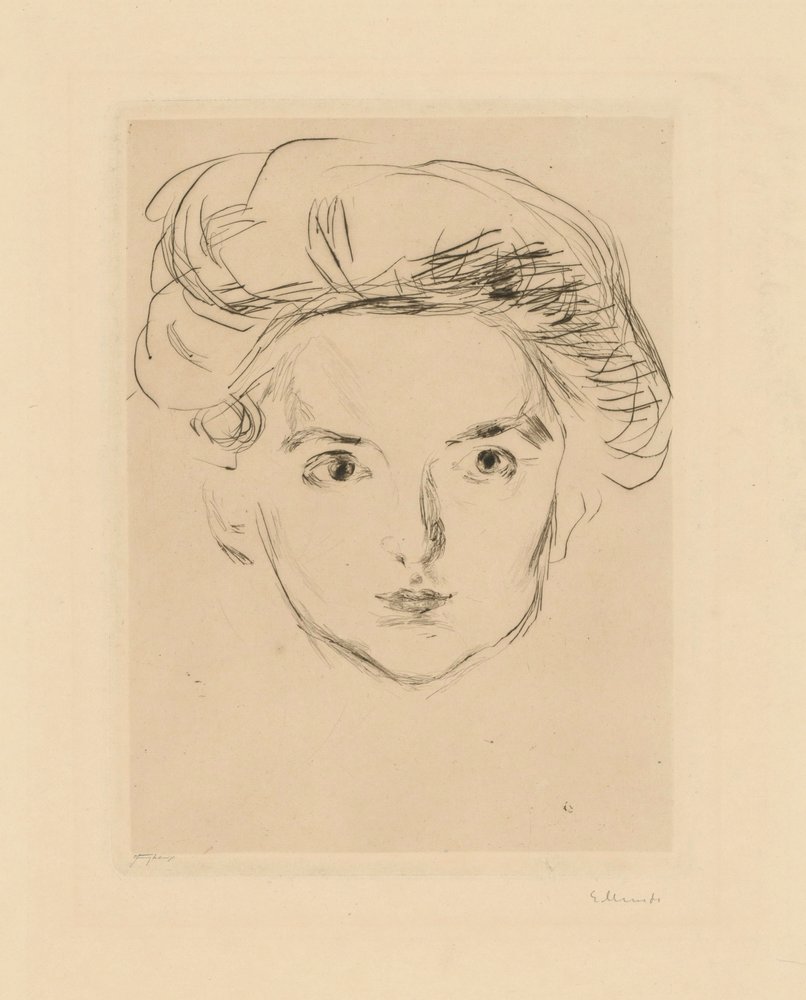 Berliiniläinen kokotti (tytön pää) tekijältä Edvard Munch