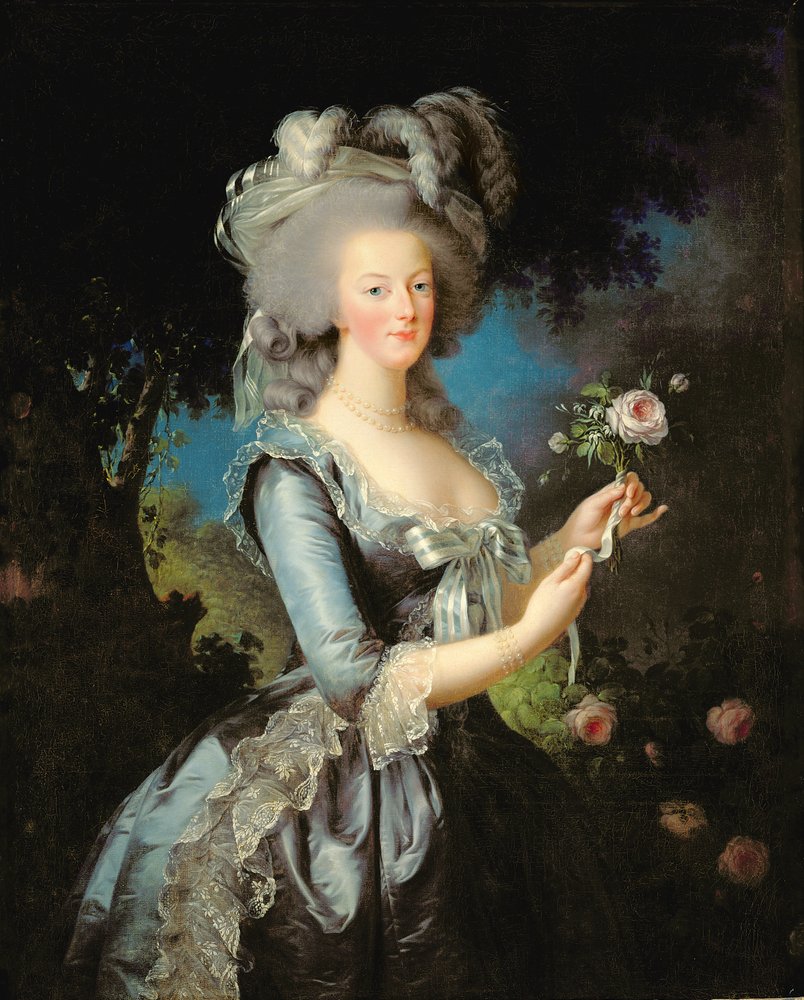 Marie Antoinette ruusun kanssa tekijältä Elisabeth Louise Vigee-Lebrun
