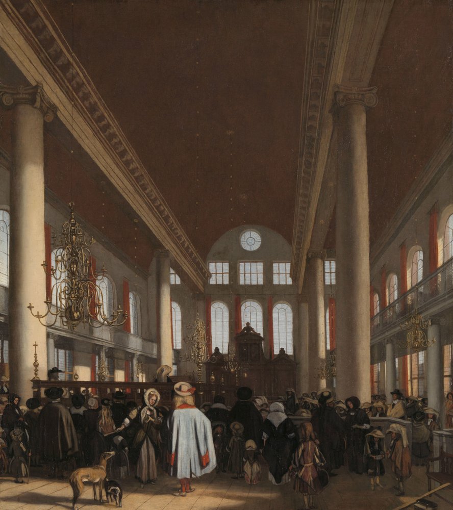 Amsterdamin portugalilaisen synagogan sisätilat tekijältä Emanuel de Witte