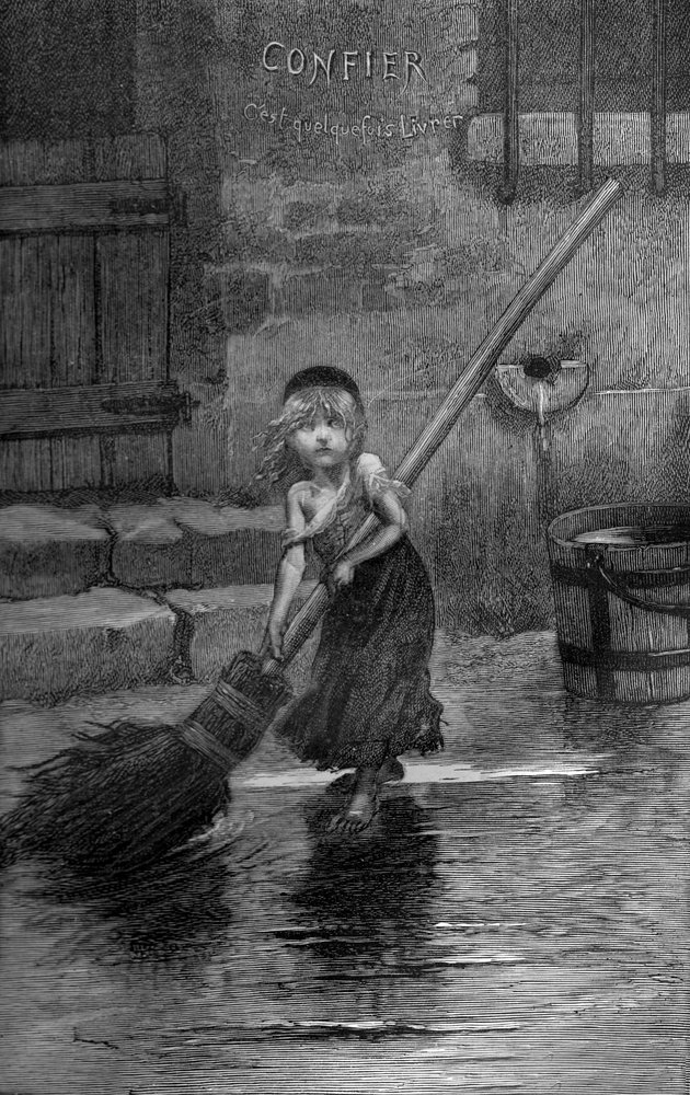 Cosette, kuvitus Victor Hugon teoksesta Les Miserables tekijältä Emile Antoine (after) Bayard