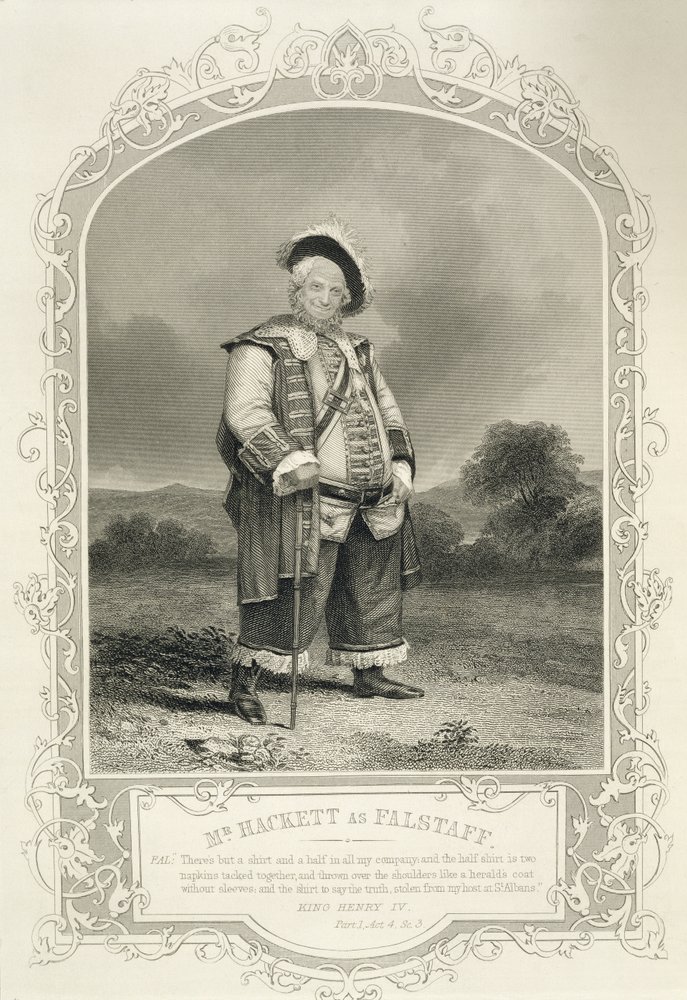 Mr Hackett Falstaffina, William Shakespearen (1564-1616) Henry IV (osa 1) näytöksen IV kohtaus 3 tekijältä English School