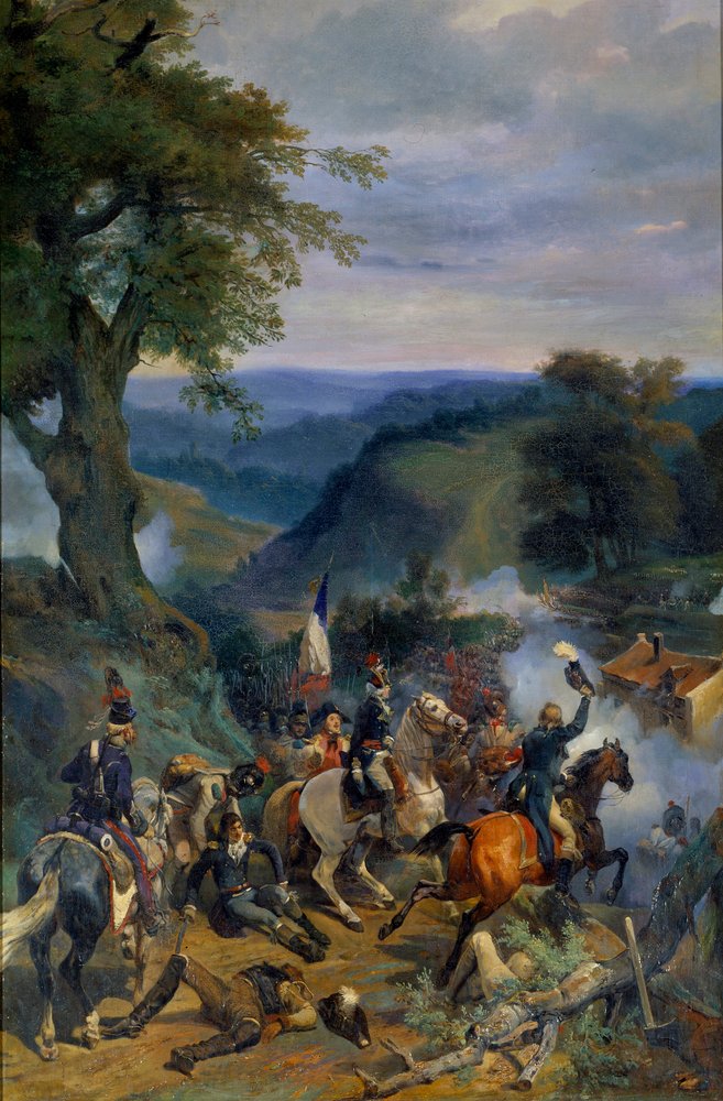 Vallankumoussodat: "" Taistelu Argonnen saastuksissa kenraali Dumouriezin komennossa syyskuussa 1792"" Eugene Louis Lamin (1800-1890) maalaus 1834 Su. 1,9x0,9 m tekijältä Eugene-Louis Lami
