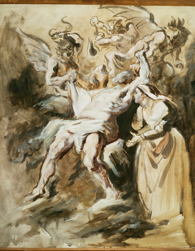 Job piinaa demonit (maalaus kankaalle) tekijältä Ferdinand Victor Eugene Delacroix