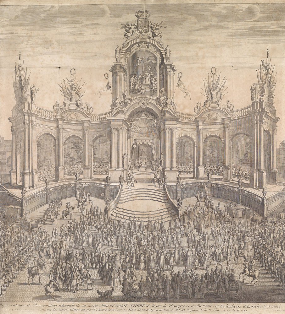 Huldigung der Kaiserin Maria Theresia am 27. huhtikuuta 1744 Gentissä. tekijältä Franz Pilsen