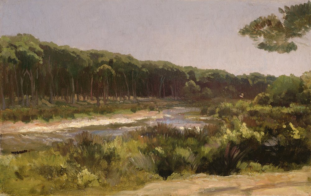 Toscanalainen maisema (Arnojoki San Rossoren kohdalla) tekijältä Frederic Leighton