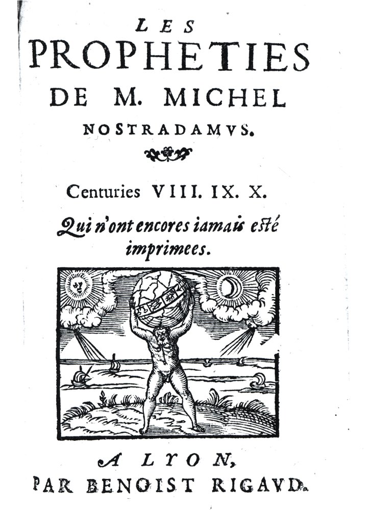 Etukappale M. Michel Nostradamusin ennustuksille, pub. kirjoittanut Benoist Rigaud, 1568 tekijältä French School