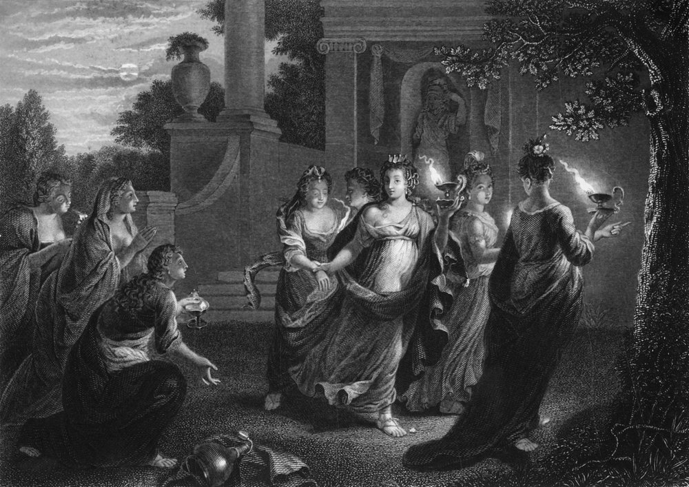 Anna meille öljystäsi, sillä lamppumme ovat sammuneet, c1840. tekijältä George Presbury