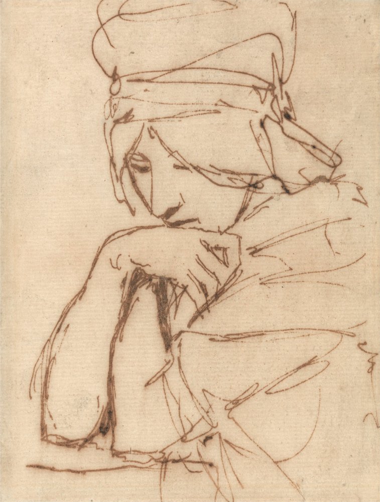 Pohdiskeleva nainen tekijältä George Romney