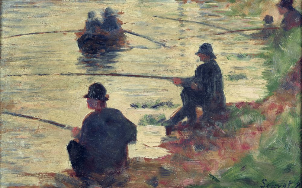 Kalastajia, tutkielma teokseen "La Grande Jatte", 1883 tekijältä Georges Seurat