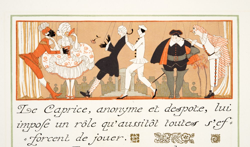 Le Caprice, Personages de Comedien pubista. 1922 (stensiiliprintti) tekijältä Georges Barbier