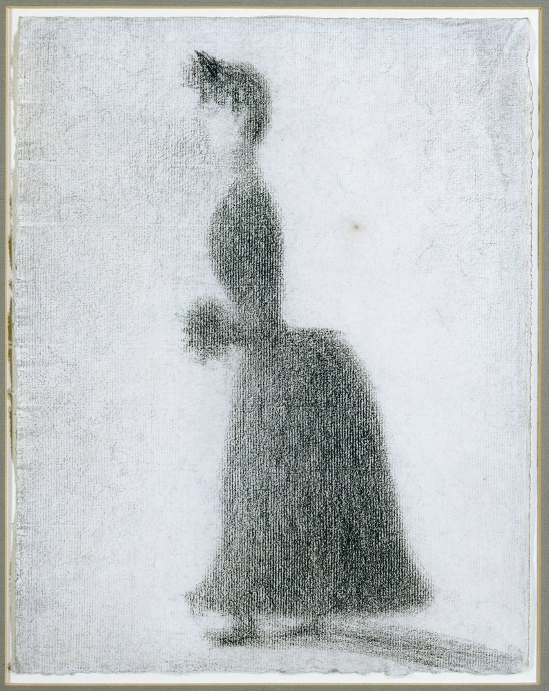 Kävelijä muhvin kanssa, n. 1884 tekijältä Georges Pierre Seurat