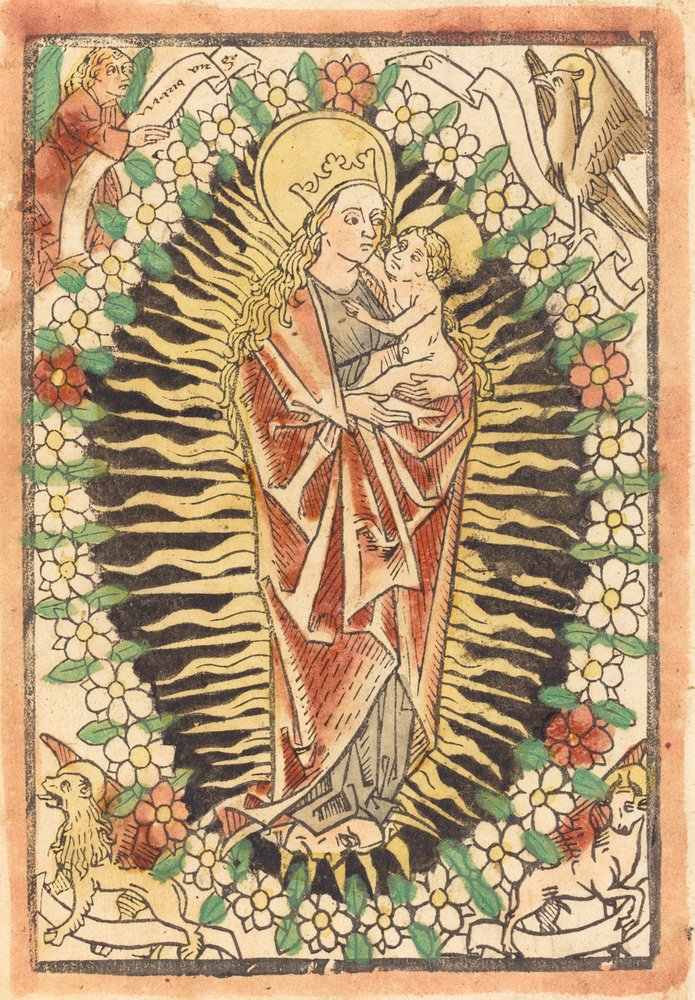 Madonna ja lapsi ruusukorissa tekijältä German 15th Century
