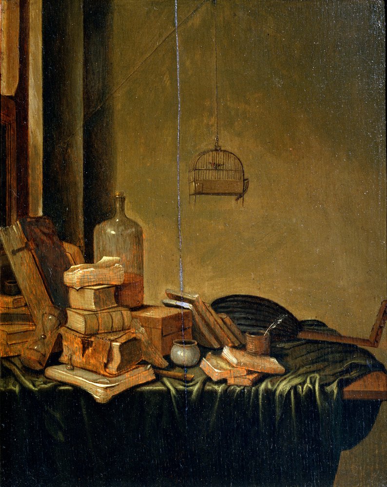 "Asetelma kirjojen kanssa", 1600-luku. tekijältä Gerrit van Vucht