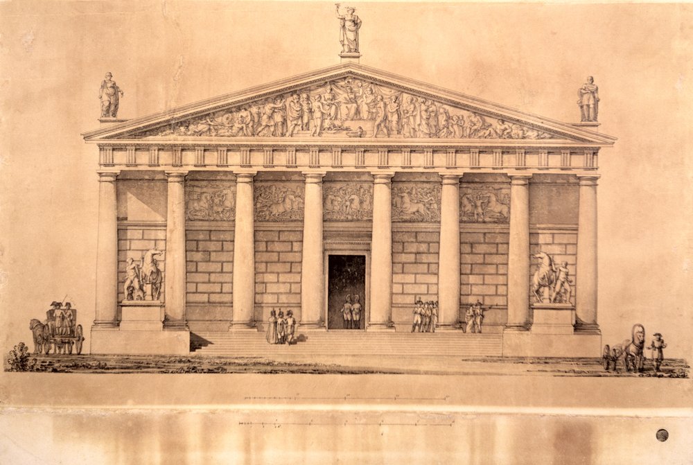 Keisarillisen vartijoiden ratsastuskoulu, Pietari tekijältä Giacomo Antonio Domenico Quarenghi