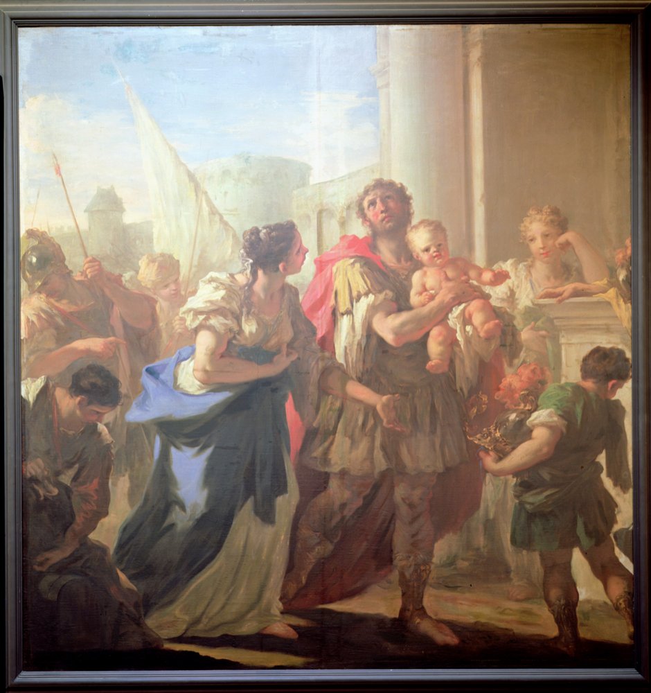 Hector ja Andromache, n. 1708-1710 (öljy kankaalle) tekijältä Giovanni Antonio Pellegrini