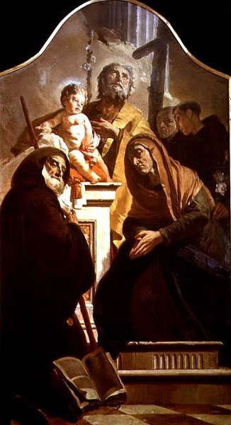 Pyhä Joosef Kristuksen lapsen ja pyhien kanssa, n. 1730–1735 (öljy kankaalle) tekijältä Giovanni-Battista Tiepolo