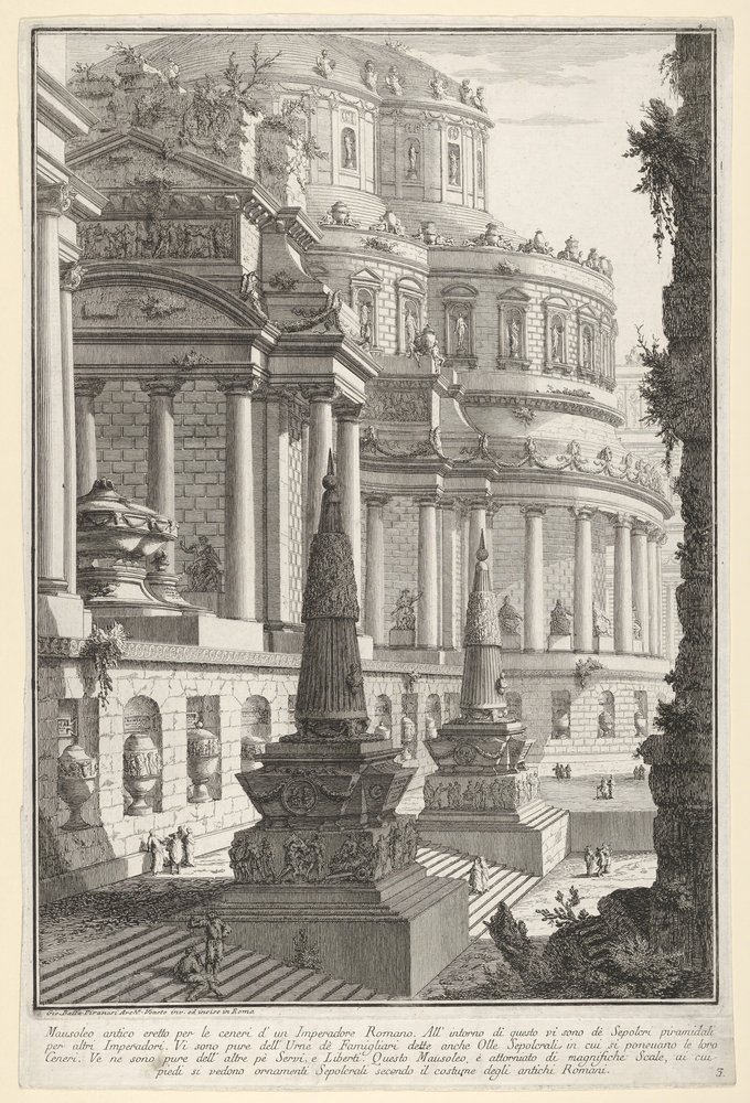 Levy 3: Rooman keisarin tuhkaa varten pystytetty muinainen mausoleumi Mausoleo antico ere..., 1743. tekijältä Giovanni-Battista Piranesi