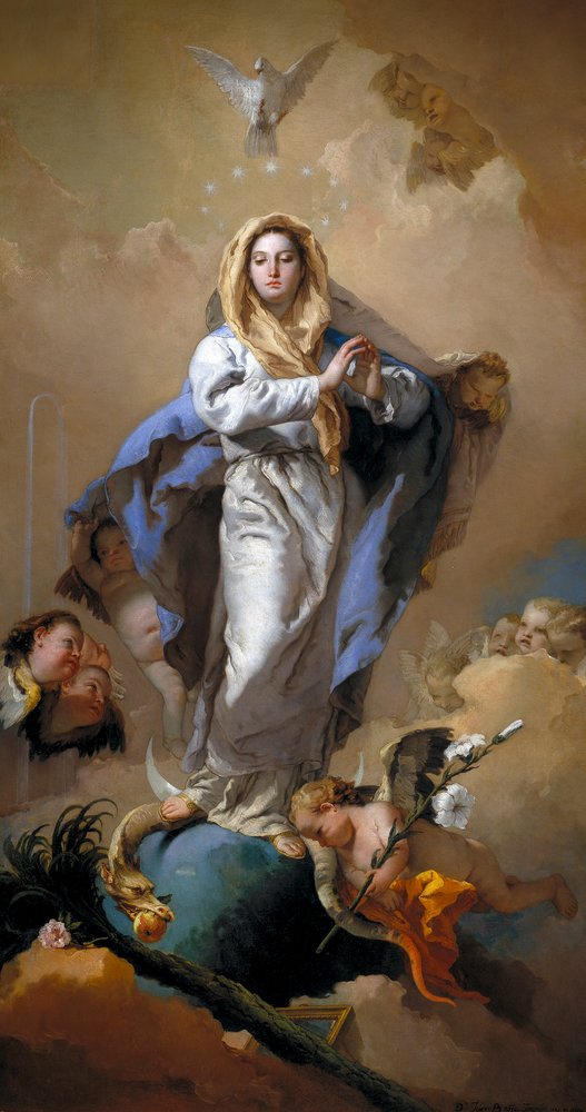 Perisynnitön sikiäminen, 1767-9 tekijältä Giovanni-Battista Tiepolo