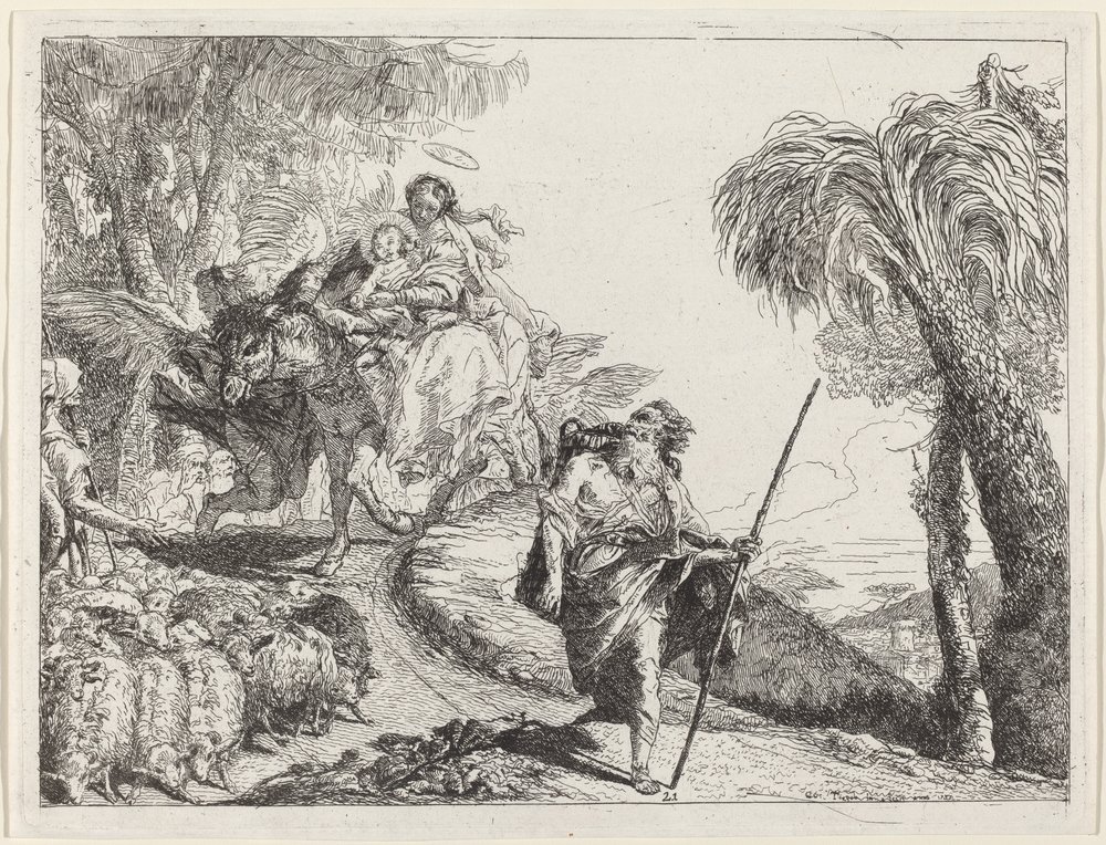 Lento Josephin kanssa etualalla tekijältä Giovanni Domenico Tiepolo