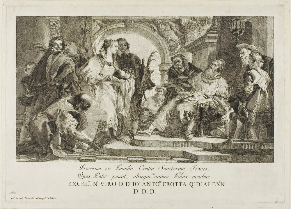 Crottan perheen suojeluspyhät tekijältä Giovanni Domenico Tiepolo