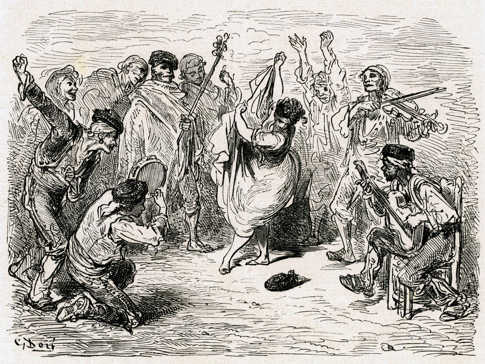 Kuvitus Charles Davillierin vuonna 1866 julkaisemaan "Voyage en Espagne" -teokseen (kaiverrus). tekijältä Gustave Dore