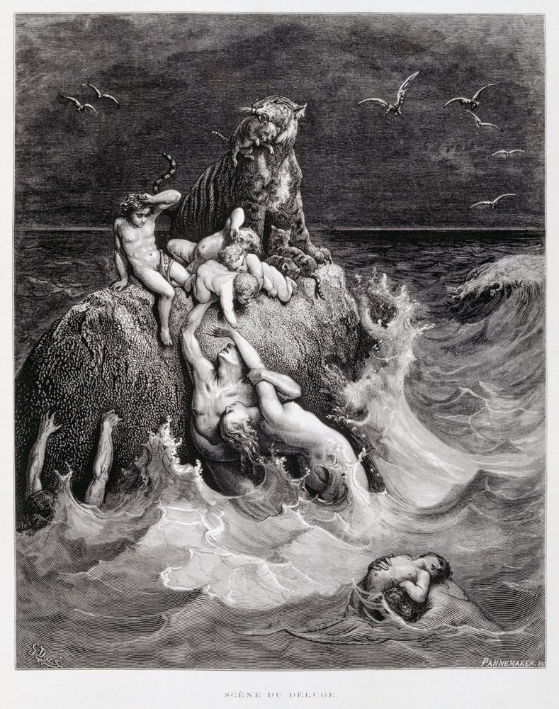 Suuri vedenpaisumus, kuvitus Doren Raamatusta tekijältä Gustave Dore
